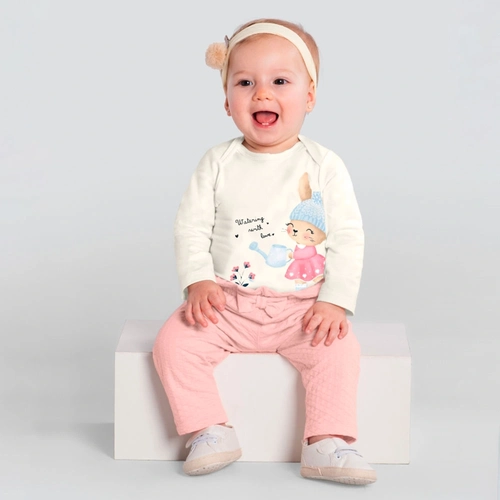 Body Manga Longa Coelhinha Off White Brandili - Feminino