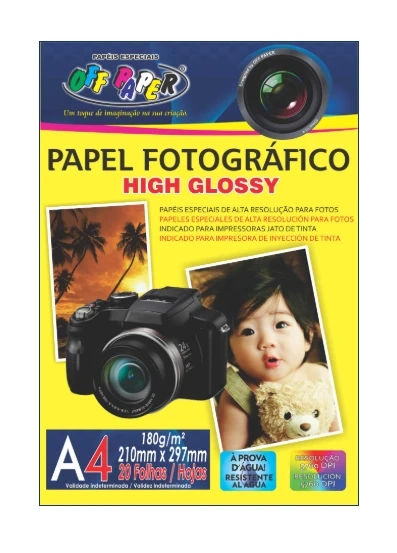 Papel Fotográfico A4 Off Paper 180g.Glossy c/50 folhas