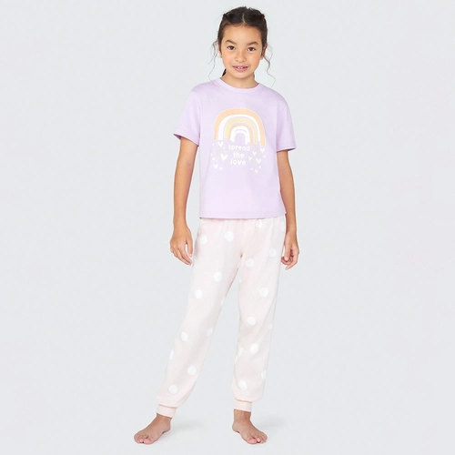 Pijama Manga Curta e Calça Spread The Love Hering Lilás - Feminino