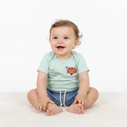 Conjunto Body Manga Curta e Bermuda Mescla Baby Awesome Dude Masculino