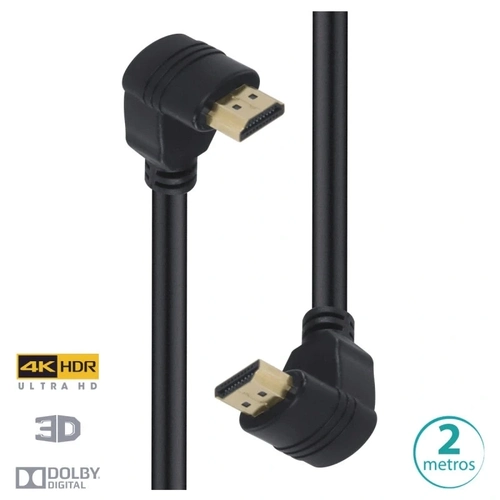 Cabo Hdmi 2.0 Vinik 4k Ultra HD 3D Conectores 90° 2 Metros - H20b90-2