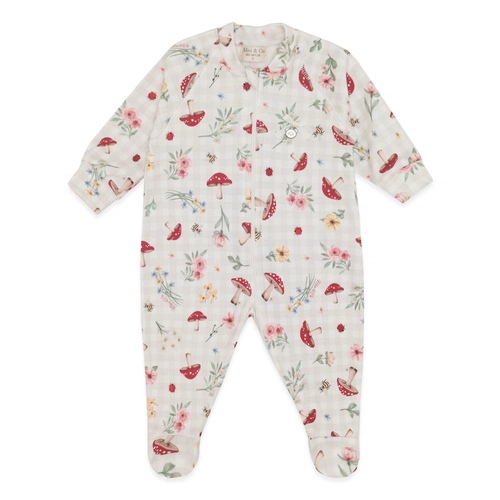 Macacão Manga Longa Estampado com Ziper Suedine Feminino – Cogumelos