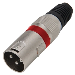 Conector Cannon Macho Jack Vermelho Corpo Metalico
