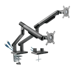 Suporte Articulado C/ Mola para 2 Monitores 17 a 32 C/ 2x USB 3.0 - Cinza - SM-015GD