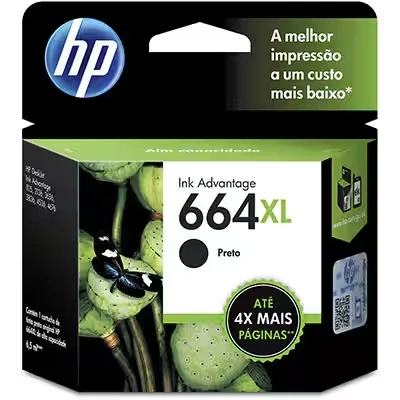 Cartucho de Tinta HP 664XL 8,5ml Preto Original