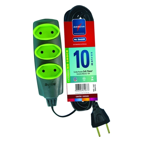 Extensao Daneva No Shock Pl 10m Grafite 2 x 0,75mm