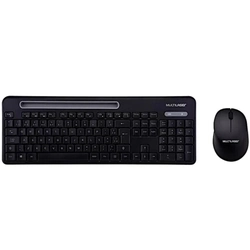 Kit Teclado e Mouse Sem Fio Multilaser Tc280 2.4ghz Usb Preto Com Apoio para Smartphone