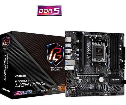 Placa Mãe Asrock Am5 B650m Pg Lightning 4xddr5 7200mhz 4xusb 2.0 2xusb 3.2 Hdmi/dp 1xusb3.2 Tipo-c 2.5gigabit