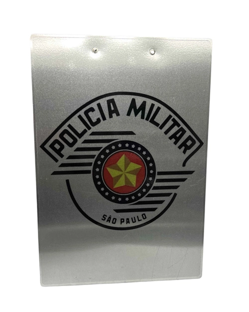 Prancheta Alumínio Operacional- Fundo prata c/ logo da PMESP