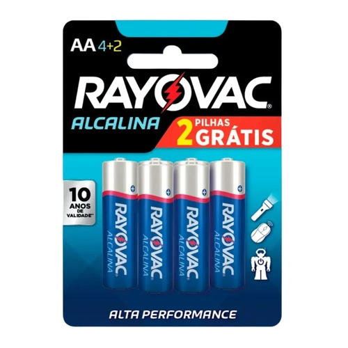 Pilha Alcalina Aa Rayovac 4+2 Unidades