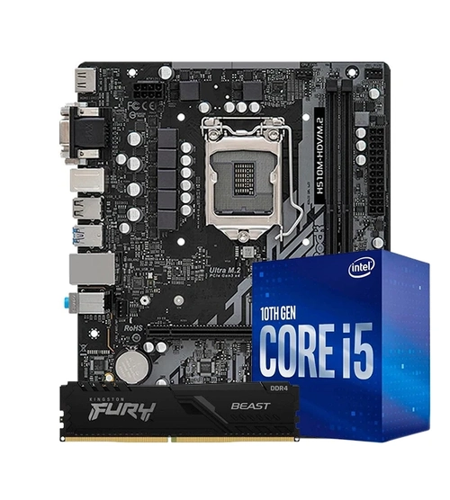 Kit Upgrade Intel Core i5-10400F + Placa Mãe H510M DDR4 + Memória DDR4 8GB