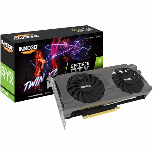 Placa de Video 8GB RTX3050 INNO3D GeForce TWIN X2, GDDR6, DLSS, Ray Tracing - N30502-08D6-1711VA41