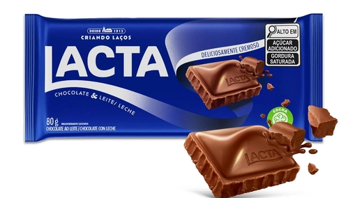 Barra De Chocolate e Leite Lacta 80g
