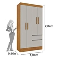 GUARDA-ROUPA SOLTEIRO 4 PORTAS 2 GAVETAS OREGON