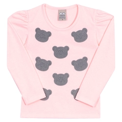 Blusinha Manga Longa Ursinhos Lollipop Randa Mundu - Feminina