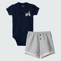 Conjunto Body Meia Manga e Shorts Azul Marinho Hering - Masculino