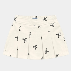 Short Saia Sarja Estampado Com Lacinhos Fakini Feminino