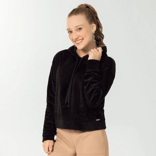 Moletom Tecido Aveludado Capuz Cativa - Feminino