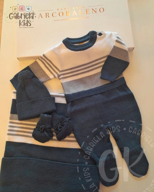 Saída Maternidade Dolce 4 peças Azul Indigo Masculino