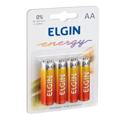 Pilha Zinco-carvao Elgin Aa 1.5v Blister Com 4 Unidades