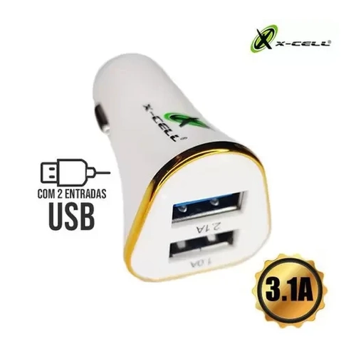 Carregador Veicular C/ 2 Usb 3.1a - Xc-v7-usb Branco