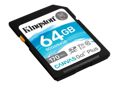 Cartão Memória Canvas Go Plus 170mb/ Kingston - SDG3/64GB - Leitura 170mb/s e Gravação 70mb/s