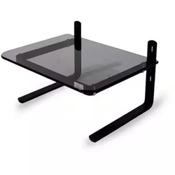 Suporte P/ Monitor Preto C/Tampo de Vidro Fumê - Reliza