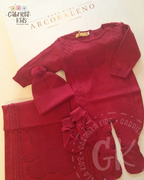 Saída Maternidade Dolce 4 peças Vermelho Cereja Unissex