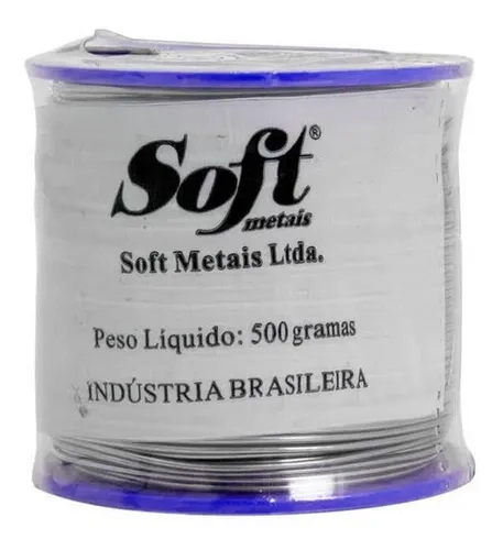 Solda Estanho 60x40 1mm C/ Fluxo Rolo 500g - Soft Metais.