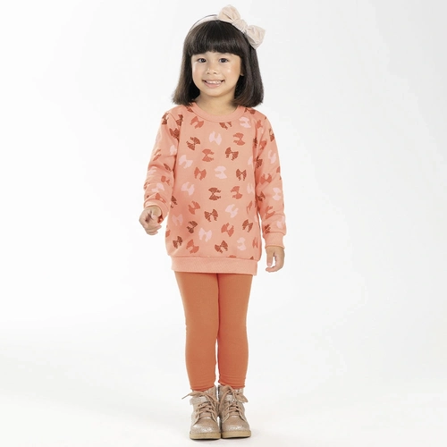 Conjunto Blusa Manga Longa Moletom e Legging Laços Cativa - Feminino