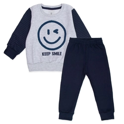 Conjunto Moletom Keep Smile Matelassê Marinho - Masculino
