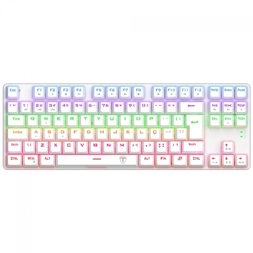 Teclado Mecanico Gamer T-Dagger Bora Branco Rainbow Switch Brown - T-TGK313W