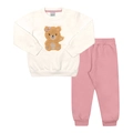 Conjunto Blusa e Calça Moletom Felpado Ursinho Marfim Tileesul - Feminino