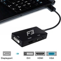 Cabo Conversor DISPLAYPORT Para HDMI x VGA x DVI F3 - JC-DP3IN1