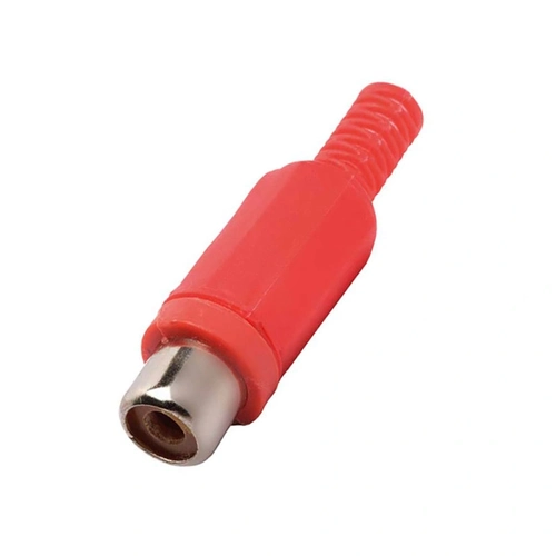Plug Especial Rca Femea Vermelho Plastico Com Rabicho