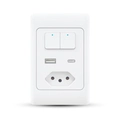 INTERRUPTOR INTELIGENTE WIFI COM TOMADA + USB + USB TIPO C KS824 AGL