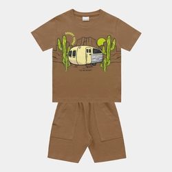 Conjunto de Camiseta e Bermuda Desert Vibes Fakini Masculino - Canela