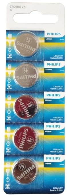CR2016 Philips - 3V Lithium cartela c/5un.