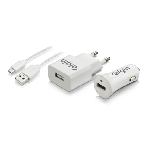 Kit Carregadores Veicular Elgin Usb Com Cabos De 1m