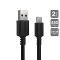 Cabo para Celular Tablet Carremento Usb a 2.0 Macho P/ Usb Tipo-c - Preto - 2 Metros - Puacp-02