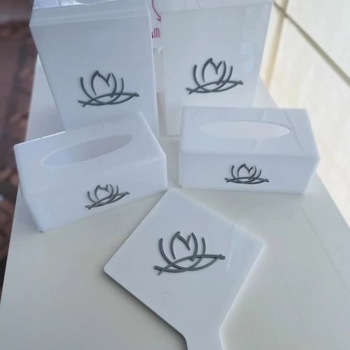 Caixa Luvas/Papel/máscara branca - Logo alto relevo inicial ou desenho