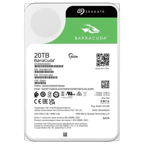 HD 20TB Seagate Barracuda 512MB 7200RPM - ST20000DM001