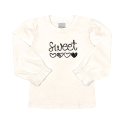 Blusinha Manga Longa Sweet Marfim Tileesul - Feminino