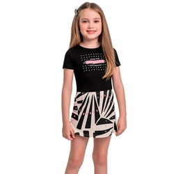 Conjunto Camiseta Manga Curta e Shorts-Saia Beeloop Feminino