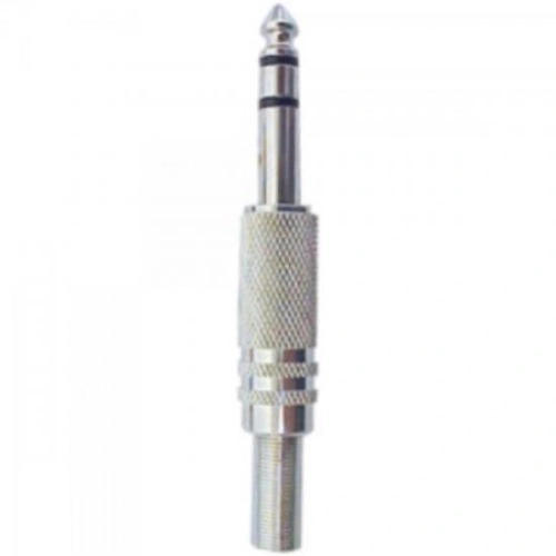 Plug P10 Estéreo Metal Com Mola Niquelado Genérico Storm - Pct / 50