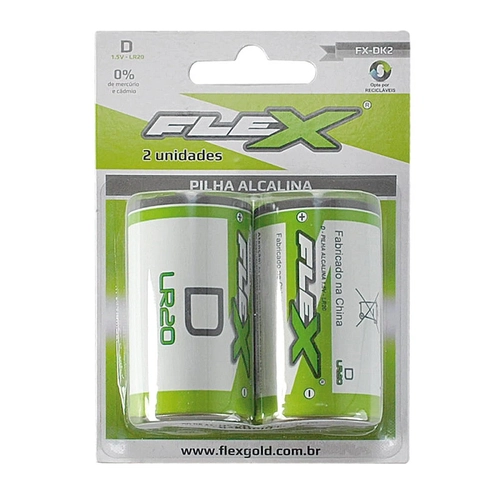 Pilha Flex d Alcalina 2 Unidades