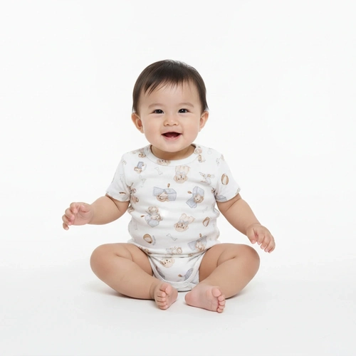 Body Manga Curta Avulso Cachorrinhos Masculino Mini & Co