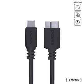 Cabo para Hd Externo Usb Tipo c para Micro Usb b 3.0 1 Metro Preto - P3ucmbp-1