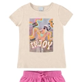Conjunto Camiseta Manga Curta e Shorts Malwee Keep Enjoy Feminino - Bege