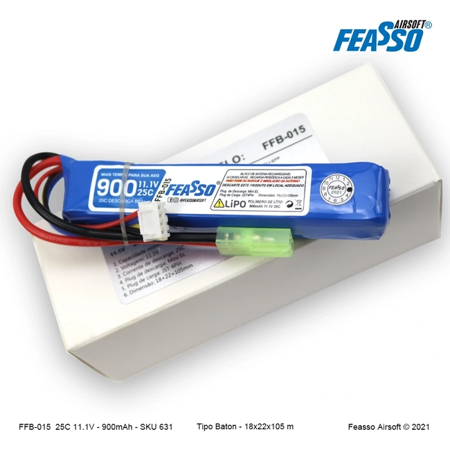 FFB-015 Bateria LiPO 15C - 11.1V - 900mAh  - (Feasso)